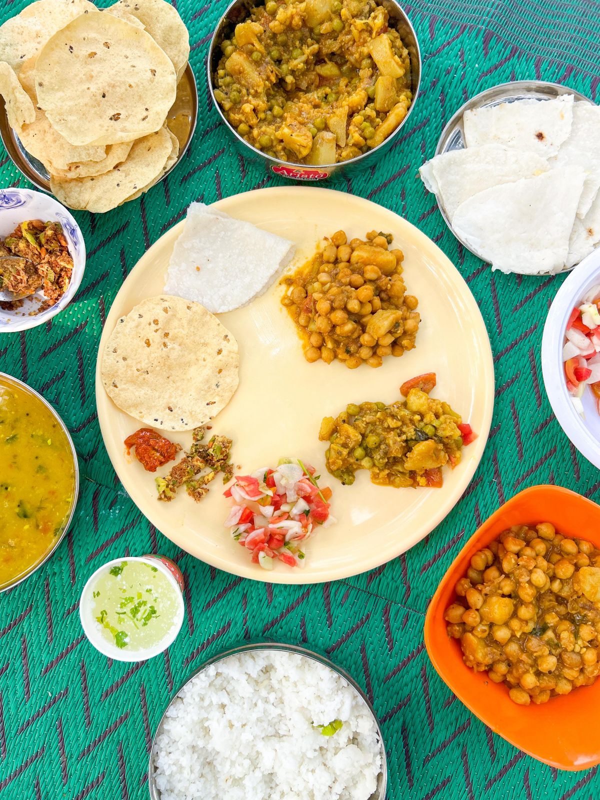 A regular day's plate of roti and sabzi